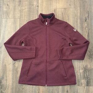 Spider Womens Sz L Textured Full Zip Pullover Sweatshirt Jacket Burgundy Outdoor